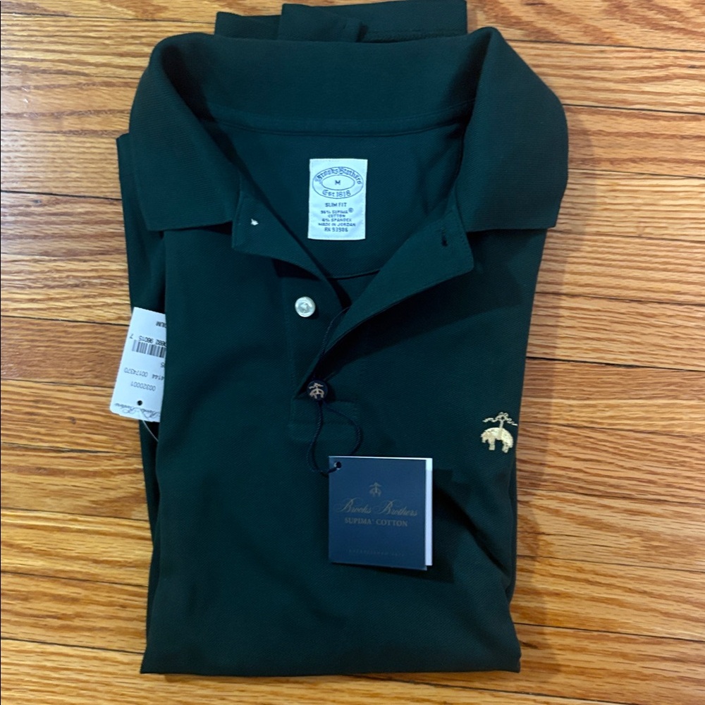 NWT Brooks Brothers Polo Shirt Green Slim Fit